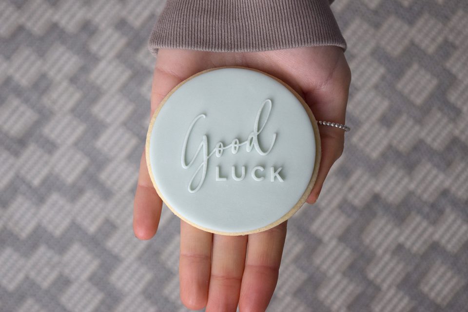 Handwritten Good Luck embosser