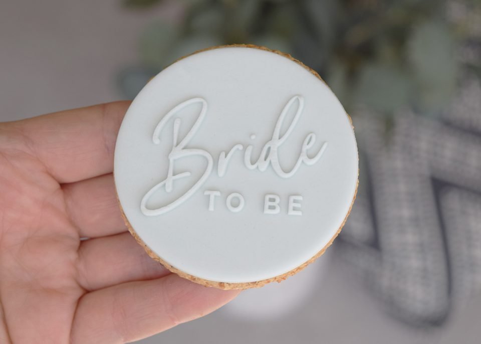 Hand-written "Bride to be" embosser