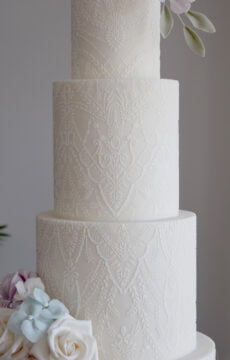 Lace cake stencil wedding cake