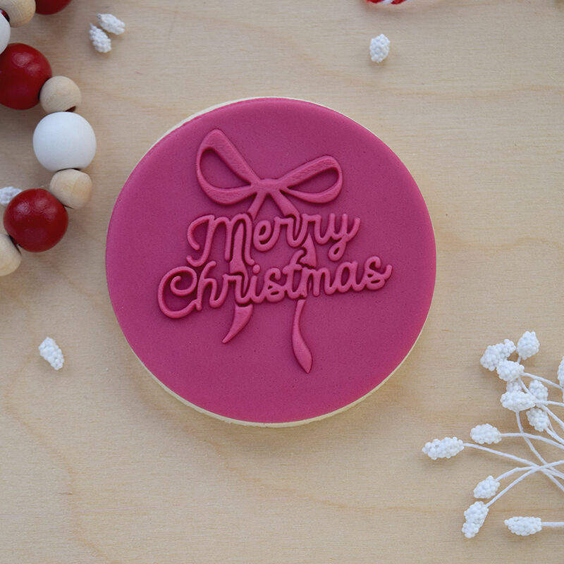 Merry Christmas + big bow cookie embosser