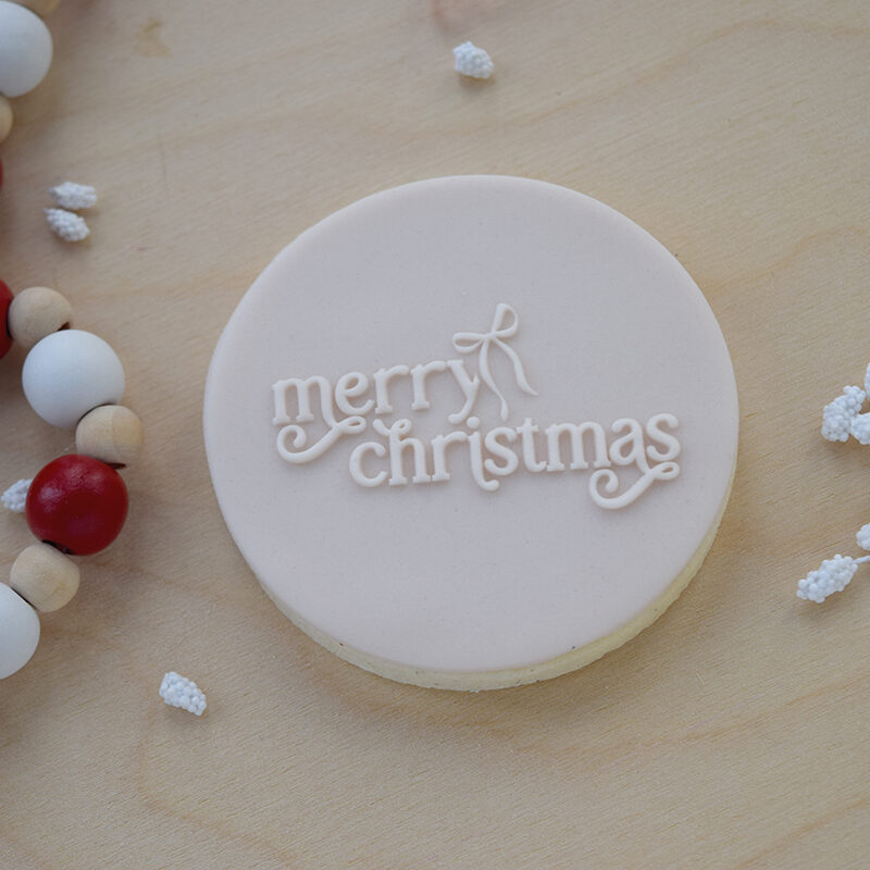 Merry Christmas + bow cookie embosser
