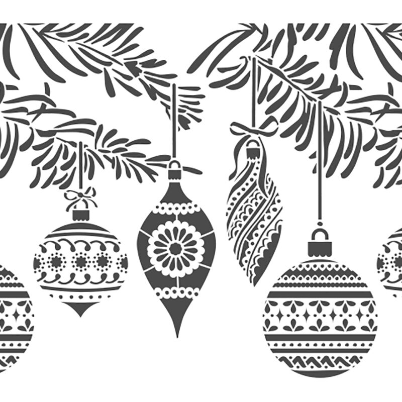 Vintage Baubles on tree Cake Stencil (2 sizes available)